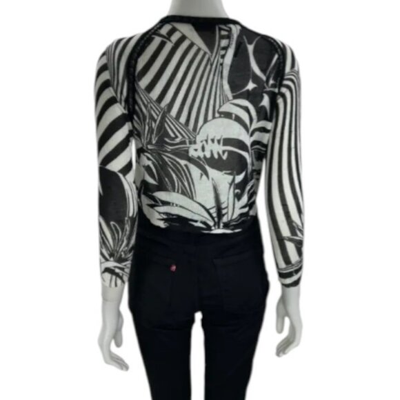 Versace pink and cream tropical button down cardigan sweater size 40 - Picture 16 of 16